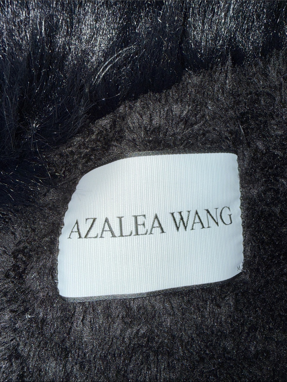 NWOT Azalea Wang Black Faux Fur Trim Leather Cropped Jacket (Medium) - Picture 7 of 7